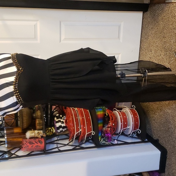 Windsor gold spiked sweetheart dress with sheer high-low skirting L - Picture 1 of 16